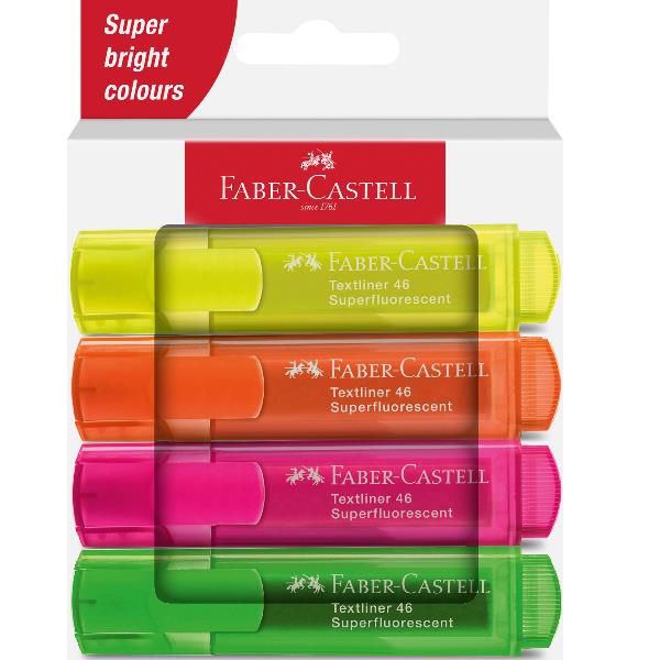 FABER CASTEL TEXTLINER 46 SUPERFLUORESCENT - Confezione da 4