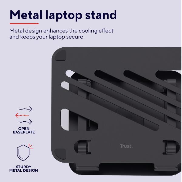 SUPPORTO/RIALZO PER LAPTOP IN METALLO - TRUST ZEFF - NERO 5