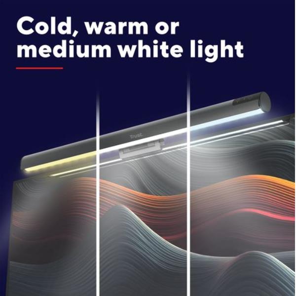 LAMPADA LED BARRA MONITOR LIGHT BAR, ANTI LUCE BLU, ANTI RIFLESSO, COMANDI TOUCH (LUCE FREDDA, NATURALE, CALDA) - TRUST SHYNE - NERO 6