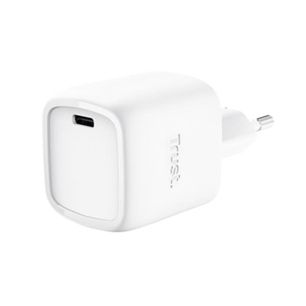 TRUST ALIMENTATORE USB-C GAN 30W - PLASTICA RICICLATA 50% - TRUST MAXO - BIANCO