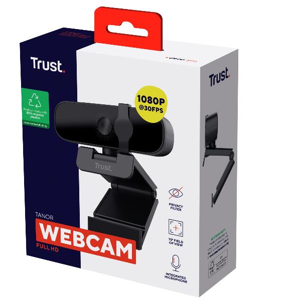 WEBCAM FULL HD 1980X1080P - FILTRO PRIVACY - 85% PLASTICA RICICLATA - TRUST TANOR - NERO 7