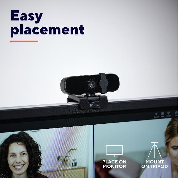 WEBCAM FULL HD 1980X1080P - FILTRO PRIVACY - 85% PLASTICA RICICLATA - TRUST TANOR - NERO 8