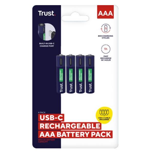 4 PZ BATTERIE AAA RICARICABILI VIA USB-C - BLU 5