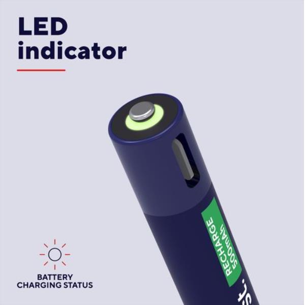 4 PZ BATTERIE AAA RICARICABILI VIA USB-C - BLU 6