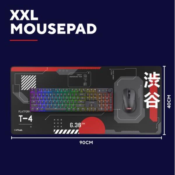 TAPPETINO/MOUSEPAD XXL - LAVABILE - PROTEGGI SCRIVANIA MISURA 930x400 - TRUST GXT 759 - JAPAN NERO 5