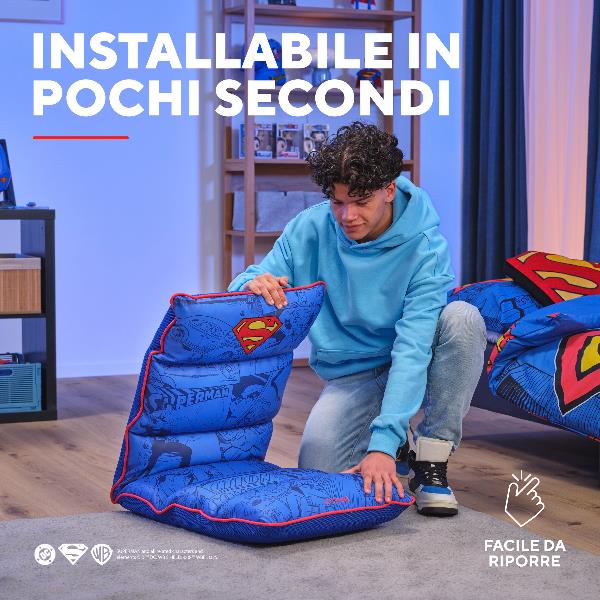 SEDIA GAMING DA PAVIMENTO PIEGHEVOLE LICENZIATA (DC) SUPERMAN - TRUST GXT 718SM RAYZEE - BLU 6