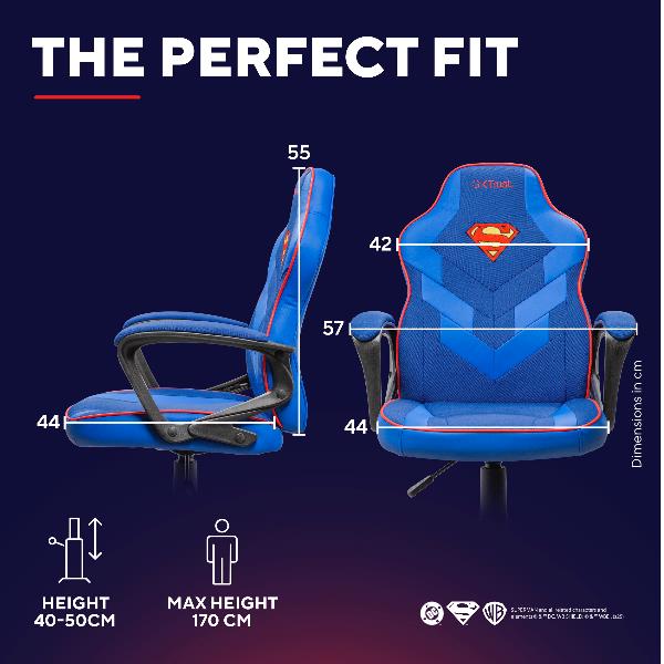 SEDIA GAMING PER RAGAZZI FINO 12 ANNI LICENZIATA (DC) SUPERMAN - TRUST GXT703SM REVVO KIDS CHAIR SUPERMAN - BLU 5