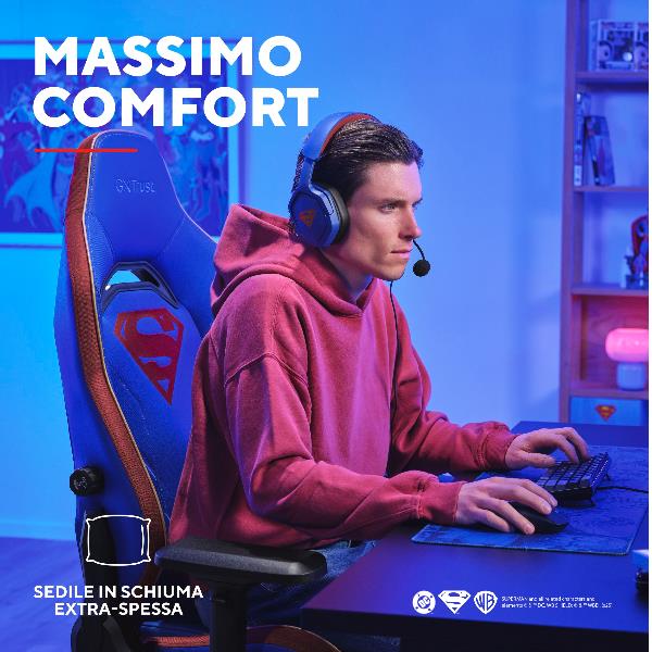 SEDIA GAMING PRO PREMIUM LICENZIATA (DC) SUPERMAN - TRUST GXT721SM RUYA PRO SUPERMAN BLU 6