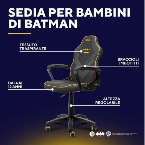 SEDIA GAMING PER RAGAZZI FINO 12 ANNI LICENZIATA (DC) BATMAN - TRUST GXT703SM REVVO KIDS CHAIR BATMAN - GRIGIA 2