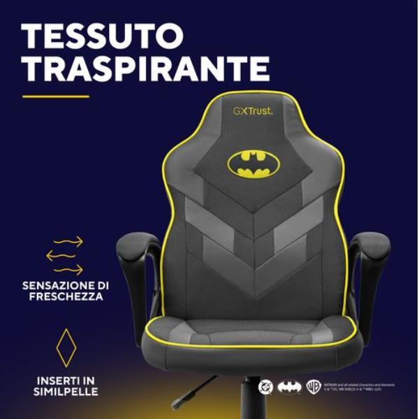 SEDIA GAMING PER RAGAZZI FINO 12 ANNI LICENZIATA (DC) BATMAN - TRUST GXT703SM REVVO KIDS CHAIR BATMAN - GRIGIA 4
