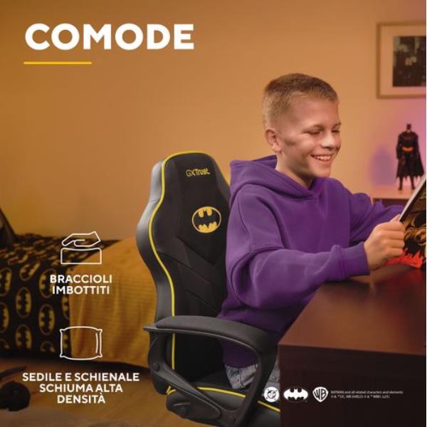 SEDIA GAMING PER RAGAZZI FINO 12 ANNI LICENZIATA (DC) BATMAN - TRUST GXT703SM REVVO KIDS CHAIR BATMAN - GRIGIA 5