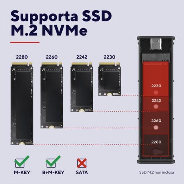 CASE/CUSTODIA HDD SSD NMVe M.2 USB USB-C + USB-A TRUST - NERO 8