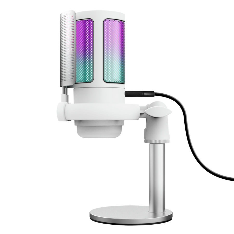 TRUST MICROFONO CARDIOIDE RGB GAMING CABLATO USB 1,8M CON SUPPORTO PER STREAMING - TRUST GXT 238W AURON - BIANCO