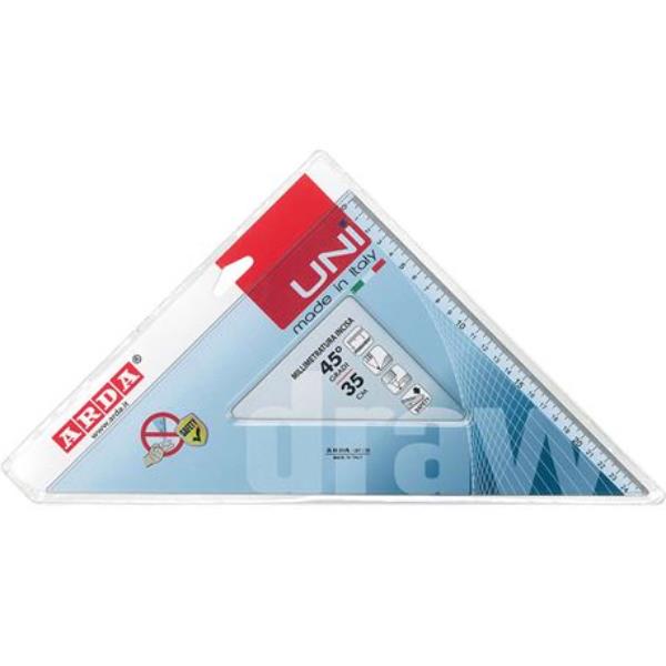 SQUADRA 45° DI 35 CM LINEA UNI 2