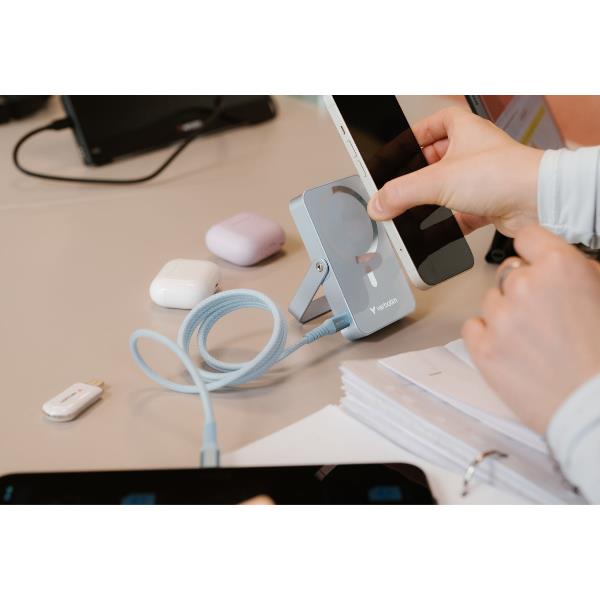 POWER BANK 10000MAH Magnetico BLUE con Supporto 5