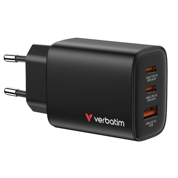 VERBATIM Alimentatore da muro 3 porte 65W