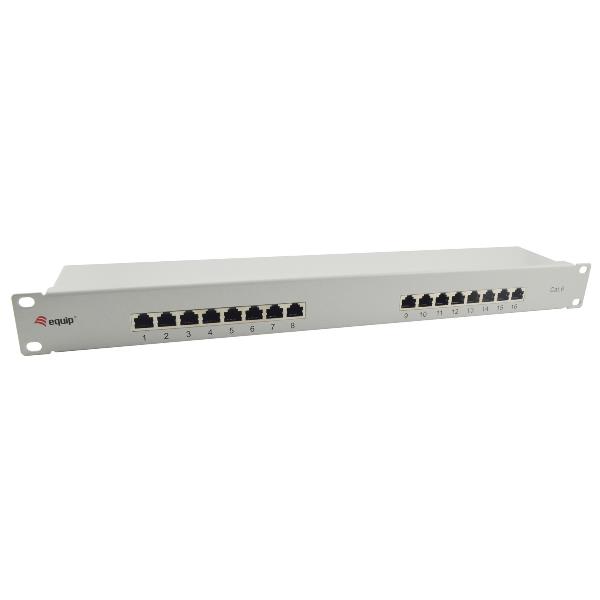 EQUIP EQUIP - PATCH PANEL 16-PORTE CAT.6 SCHERMATO 19" 1U, Grigio Chiaro