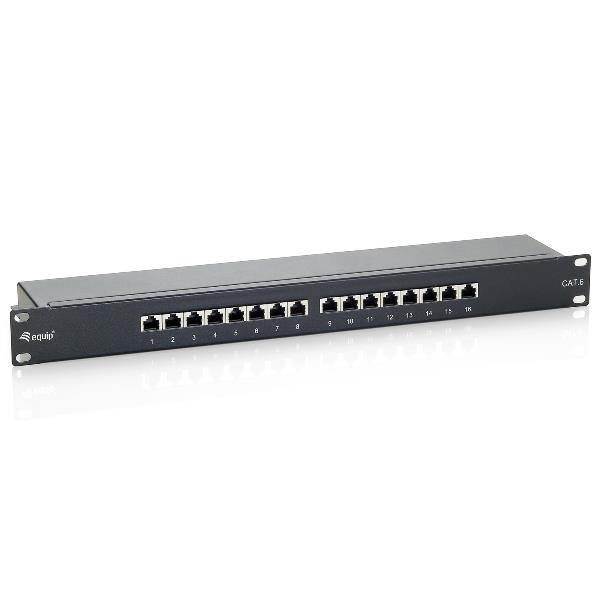 EQUIP EQUIP - PATCH PANEL 16-PORTE CAT.6 PREMIUM SCHERMATO 19" 1U, Nero