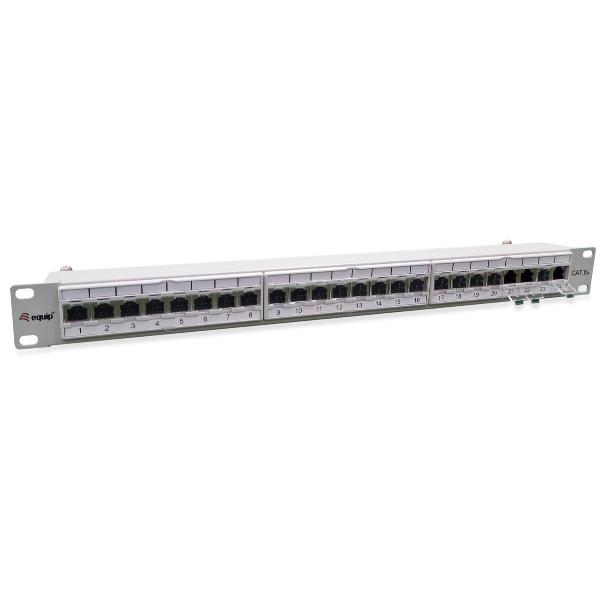EQUIP - PATCH PANEL 24-PORTE CAT.6a PREMIUM SCHERMATO 1U 19", Grigio Chiaro 2