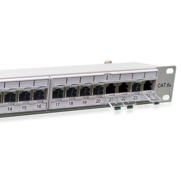EQUIP - PATCH PANEL 24-PORTE CAT.6a PREMIUM SCHERMATO 1U 19", Grigio Chiaro 4