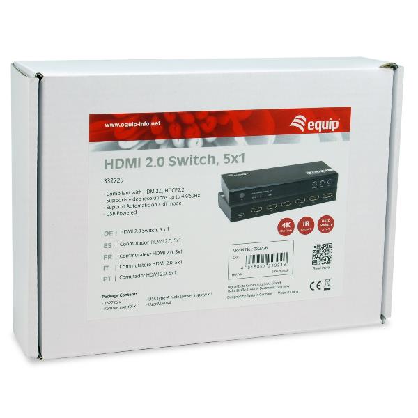 EQUIP - SWITCH HDMI 2.0 4K/60Hz, 5xIN + 1xOUT 6