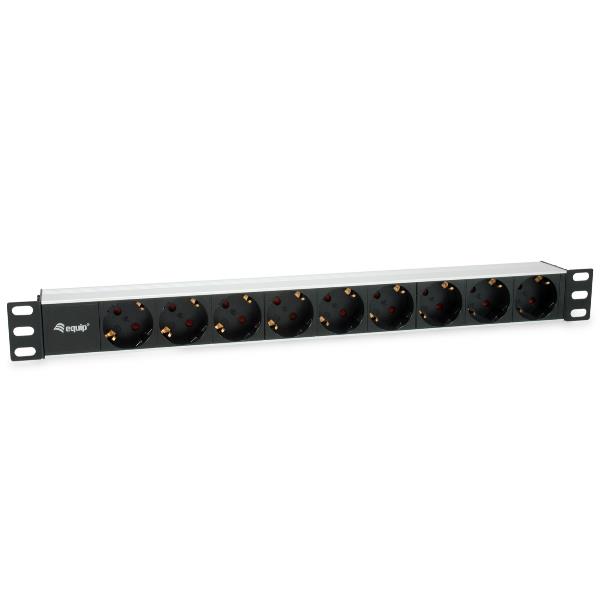 EQUIP EQUIP - MULTIPRESA 9-BAY SCHUKO DIN49440, Spina SHUKO DIN49440, 1U 19", Alluminio
