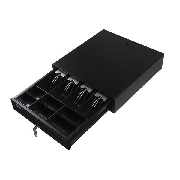 EQUIP EQUIP - Cassetto registratore di cassa per sistema POS, 4 scomparti per banconote/8 monete, slot per monete rimovibili, connettore RJ11