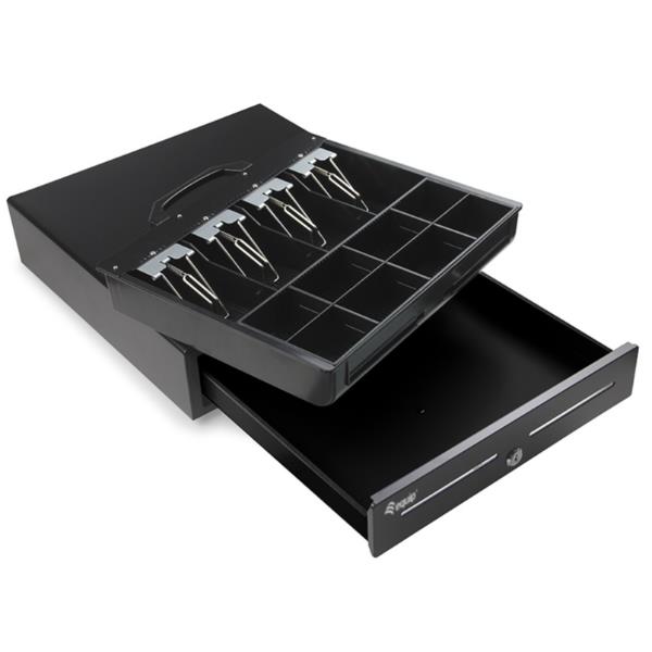 EQUIP - Cassetto registratore di cassa per sistema POS, 4 scomparti per banconote/8 monete, slot per monete rimovibili, connettore RJ11 7
