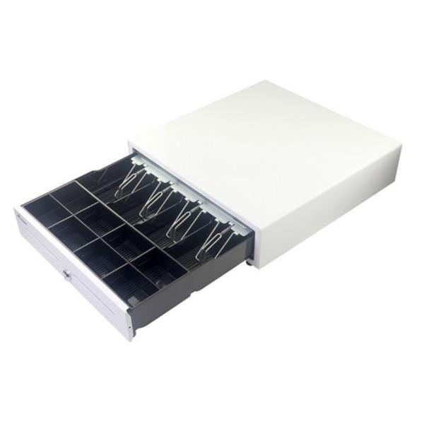 EQUIP - Cassetto registratore di cassa per sistema POS, 4 scomparti per banconote, 8 slot per monete rimovibili, connettore RJ11 11