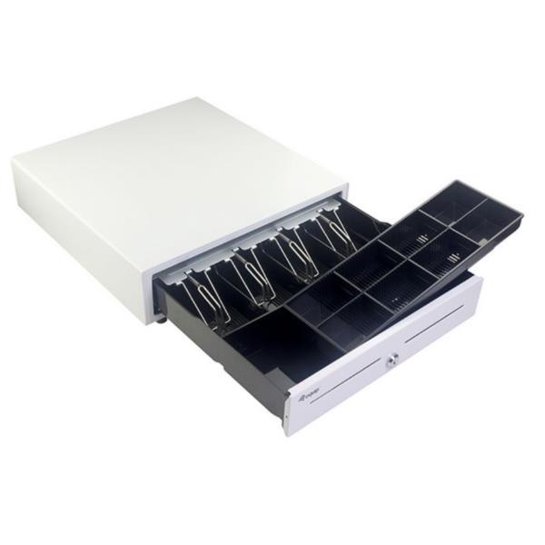 EQUIP - Cassetto registratore di cassa per sistema POS, 4 scomparti per banconote, 8 slot per monete rimovibili, connettore RJ11 5