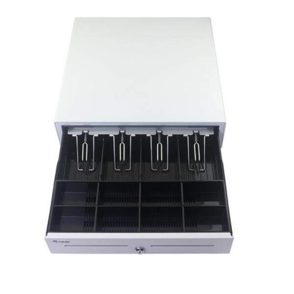 EQUIP - Cassetto registratore di cassa per sistema POS, 4 scomparti per banconote, 8 slot per monete rimovibili, connettore RJ11 8