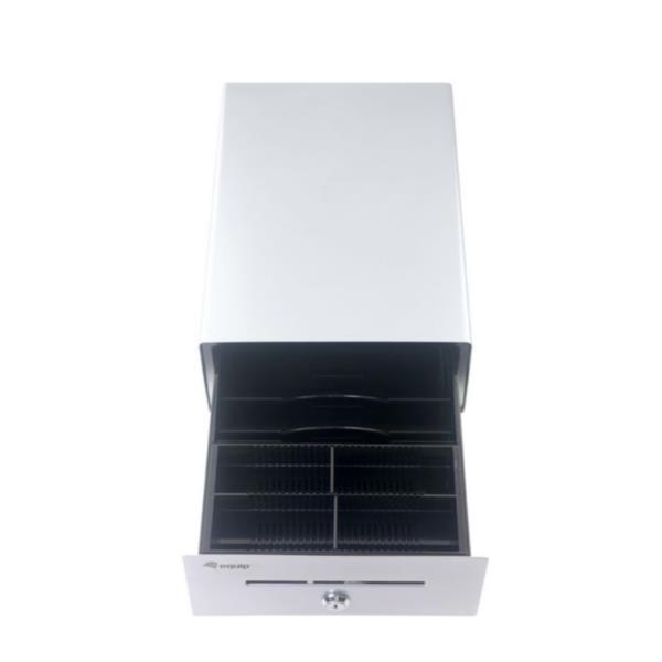 EQUIP - Cassetto registratore di cassa per sistema POS, 4 scomparti per banconote/4 monete, slot per monete rimovibili, connettore RJ11 3