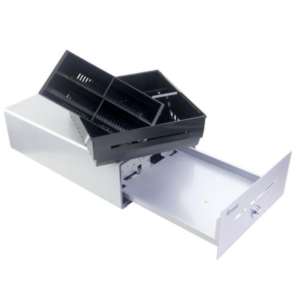 EQUIP - Cassetto registratore di cassa per sistema POS, 4 scomparti per banconote/4 monete, slot per monete rimovibili, connettore RJ11 6