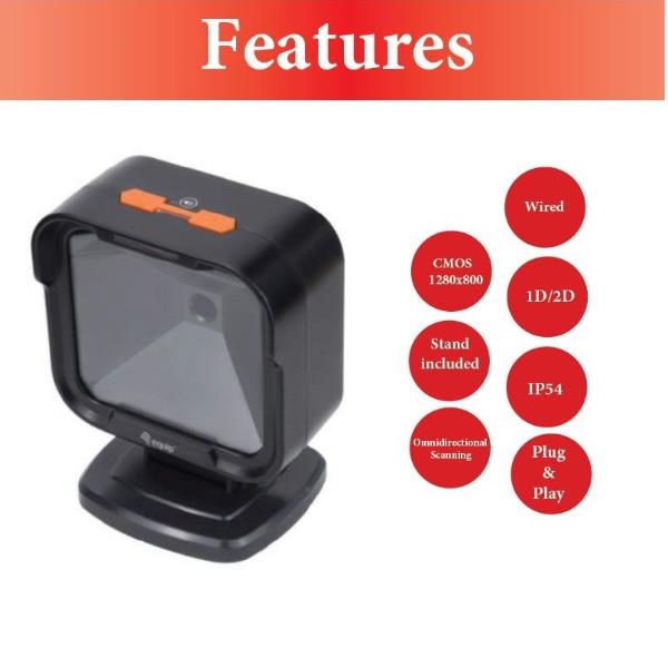 EQUIP - SCANNER CODICI A BARRA 2D OMNIDIREZIONALE DA TAVOLO, 1MP 8