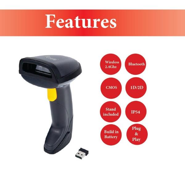 EQUIP - SCANNER CODICI A BARRE 2D WIRELESS Dual Mode 2.4GHz + Bluetooth con Stand 12
