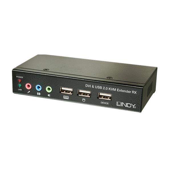Lindy Extender KVM Cat.6 DVI-D Single Link, USB e Audio, 50m