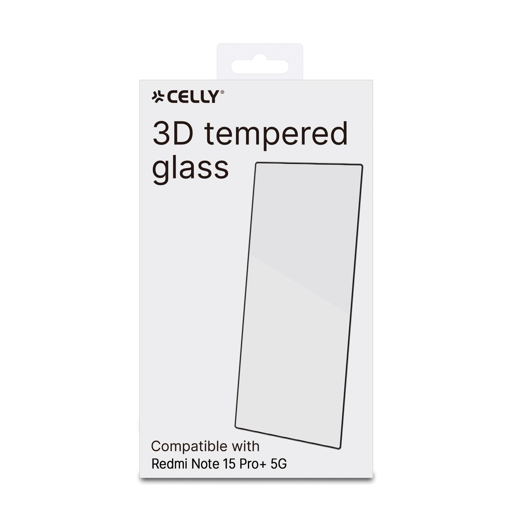 3DGLASS - Vetro 9H con bordo colorato nero per schermo curvo compatibile con Xiaomi Redmi Note 15 Pro+ 5G/ Poco M8 Pro 5G 4