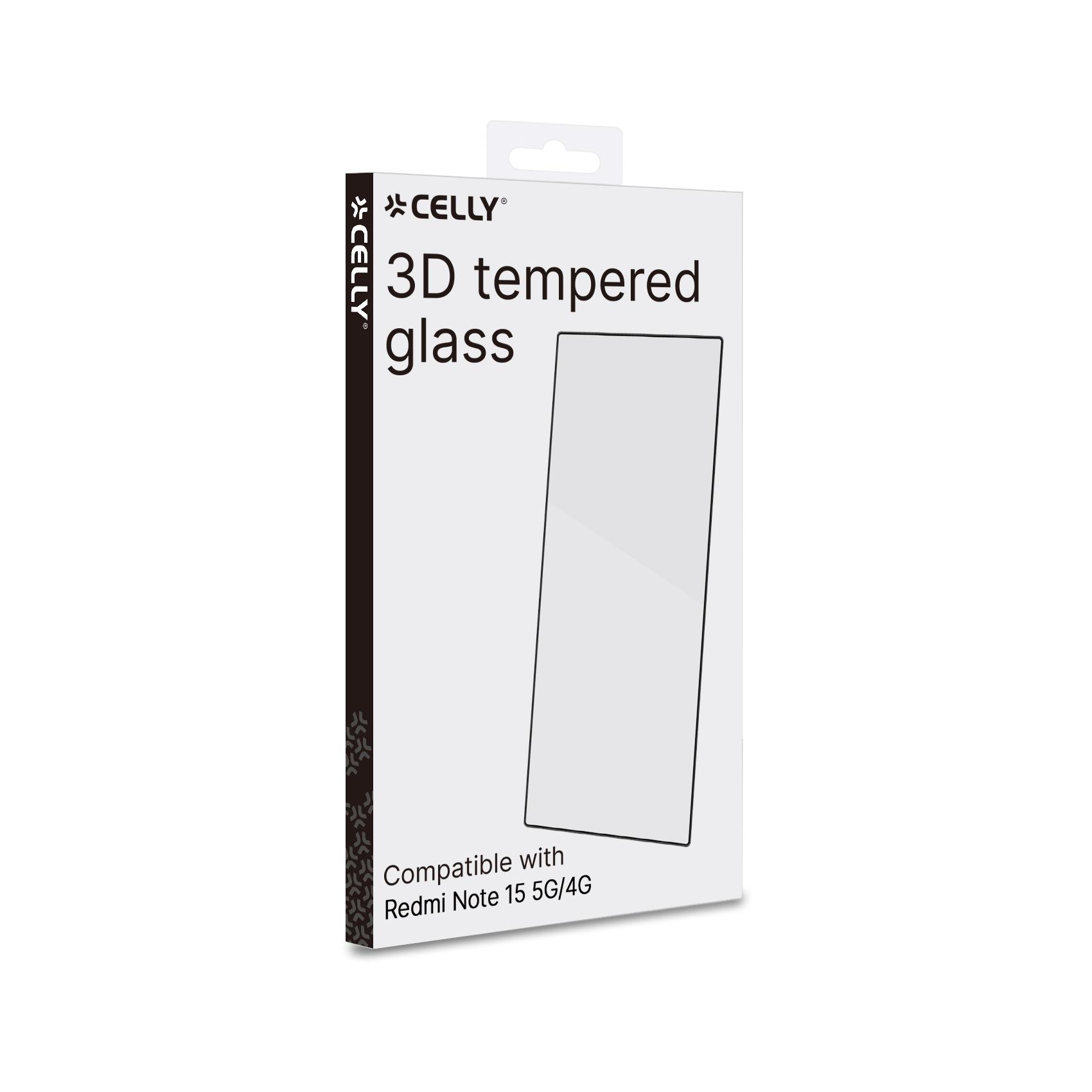 3DGLASS - Vetro 9H con bordo colorato nero per schermo curvo compatibile con Xiaomi Redmi Note 15 5G/ Redmi Note 15 4G/ Poco M8 5G 4