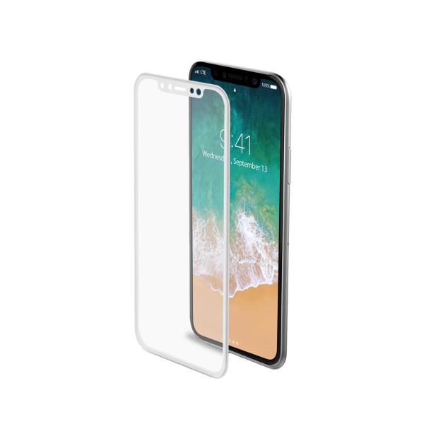 CELLY 3DGLASS - Vetro 9H con bordo colorato bianco per schermo curvo compatibile con Apple iPhone Xs/ iPhone X