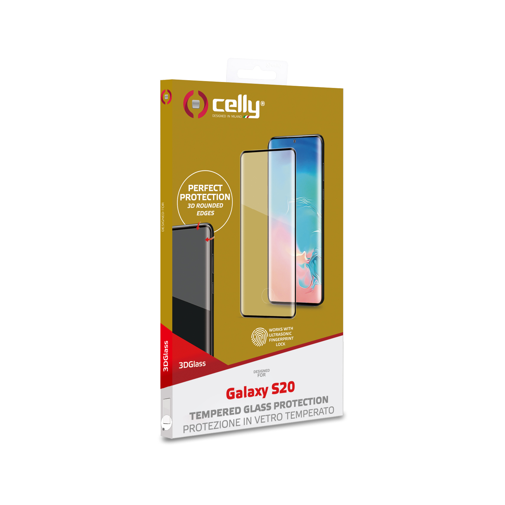 3DGLASS - Vetro 9H con bordo colorato nero per schermo curvo compatibile con Samsung Galaxy S20 2