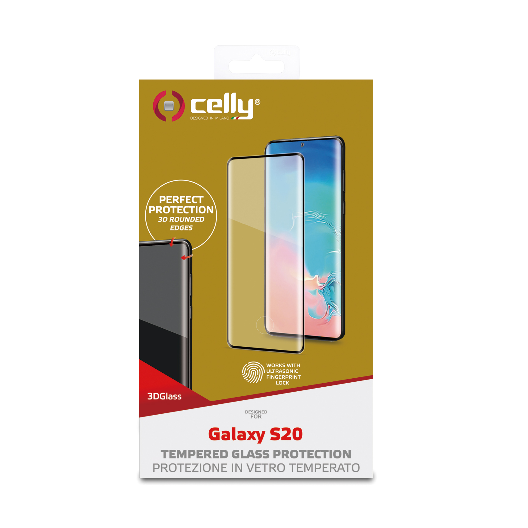 3DGLASS - Vetro 9H con bordo colorato nero per schermo curvo compatibile con Samsung Galaxy S20 4