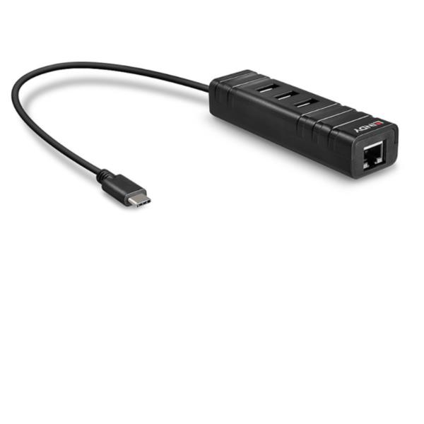 Lindy indietro Hub & Convertitore Gigabit Ethernet USB 3.1 Tipo C