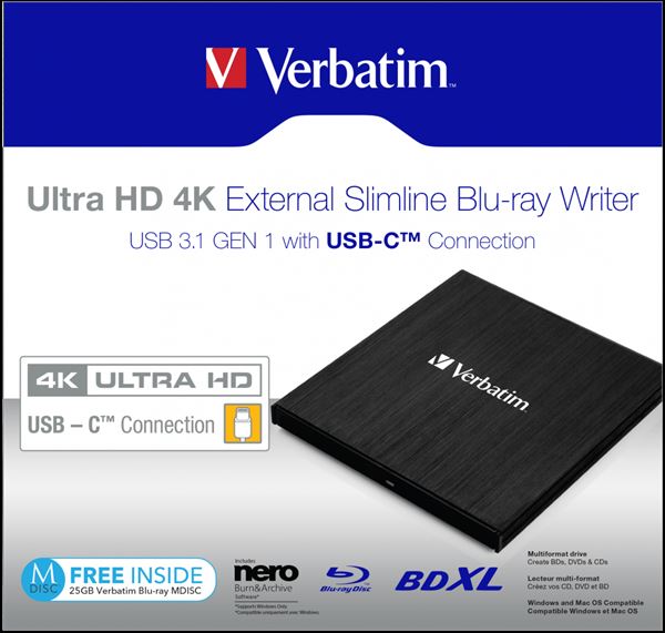 VERBATIM VERBATIM ULTRA HD 4K BLU-RAY WRITER USB-C