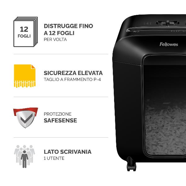 FELLOWES LEONARDI Distruggi documenti a frammento LX85 da scrivania