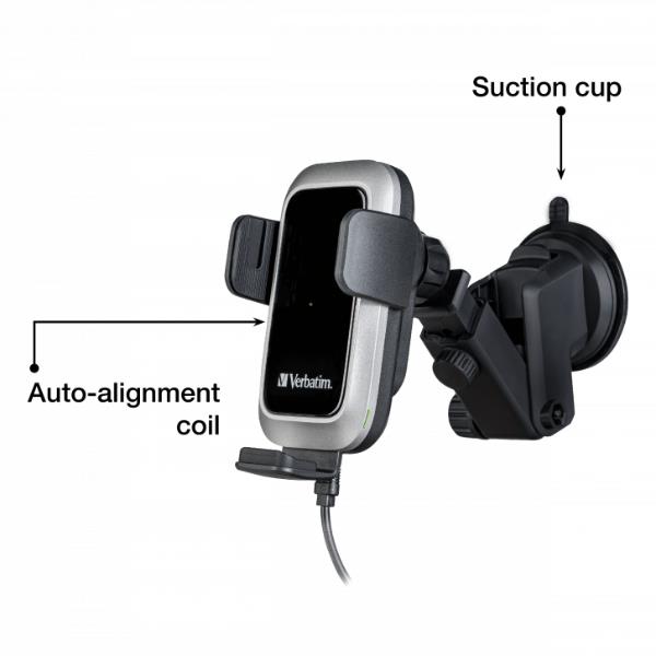 VERBATIM Caricabatterie Rapido da Auto Wireless Qi Pro