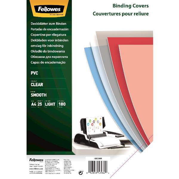 FELLOWES LEONARDI COPERTINE TRASPARENTI IN PVC - 180 MICRON A4