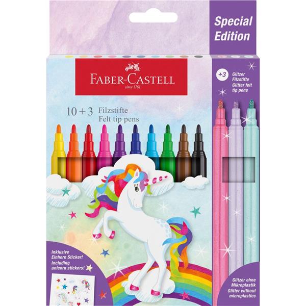 FABER CASTEL PENNARELLI UNICORNO E DINOSAURO COLORI STANDARD + 3 COLORI PASTELLO