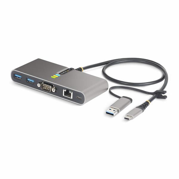 StarTech Hub USB-C/USB-A a 2 porte con GbE e seriale RS232, 2x USB-A