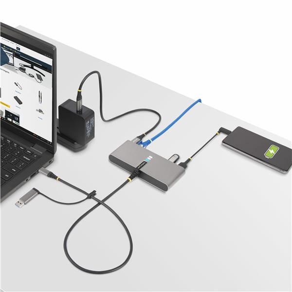 Hub USB-C/USB-A a 2 porte con GbE e seriale RS232, 2x USB-A 6