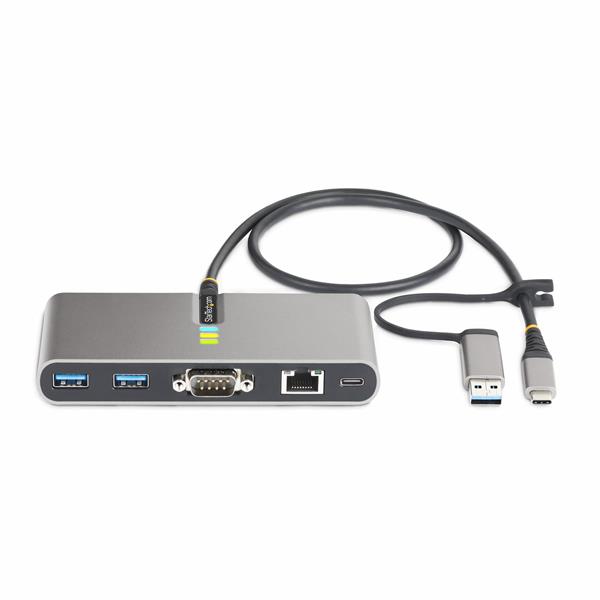 Hub USB-C/USB-A a 2 porte con GbE e seriale RS232, 2x USB-A 7
